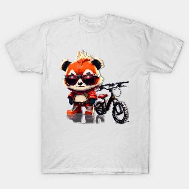 Red Panda with a Bike that is Michael Jackson Inspired T-Shirt by Cautionary Creativity